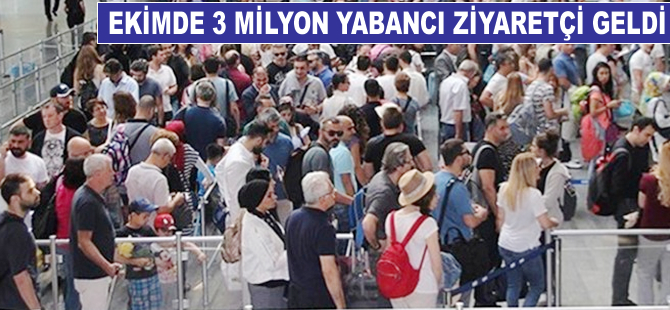 Ekimde 3 milyon yabancı ziyaretçi geldi