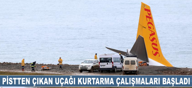 Trabzon'da pistten çıkan uçağı kurtarma çalışmaları başladı