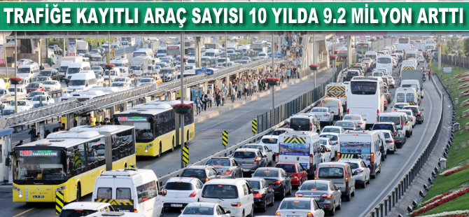 Trafiğe kayıtlı araç sayısı 10 yılda 9.2 milyon arttı