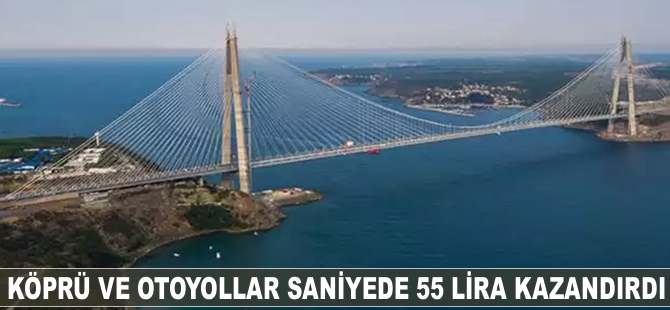 Köprü ve otoyollar saniyede 55 lira kazandırdı