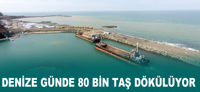 Denize günde 80 bin ton taş dökülüyor