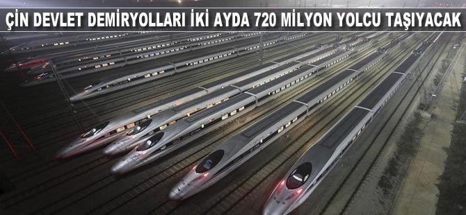 Çin Devlet Demiryolları iki ayda 720 milyon yolcu taşıyacak