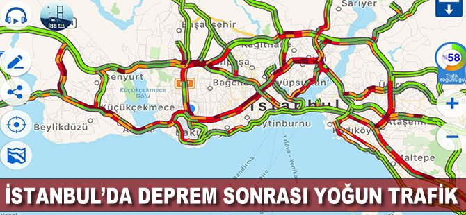 İstanbul'da deprem sonrası yoğun trafik