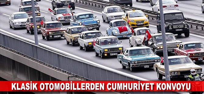 Klasik otomobillerden cumhuriyet konvoyu