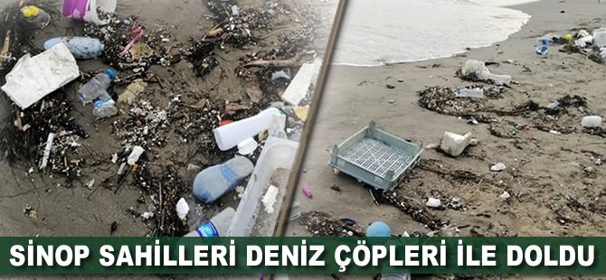 Sinop sahilleri deniz çöpleri ile doldu