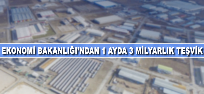 Ekonomi Bakanlığı'ndan 1 ayda 3 milyarlık teşvik