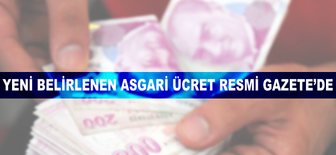 Yeni belirlenen asgari ücret Resmi Gazete'de