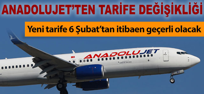 Anadolujet'ten tarife değişikliği