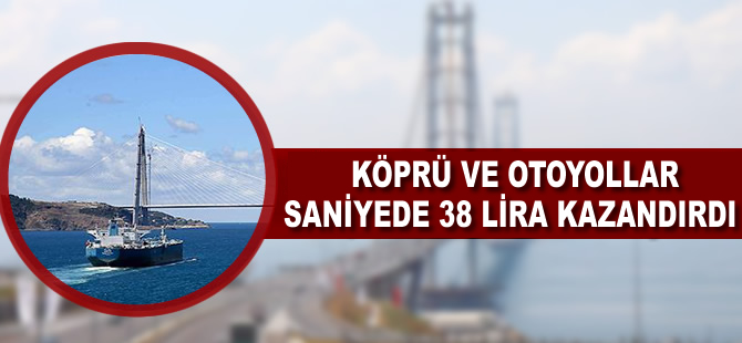 Köprü ve otoyollar saniyede 38 lira kazandırdı