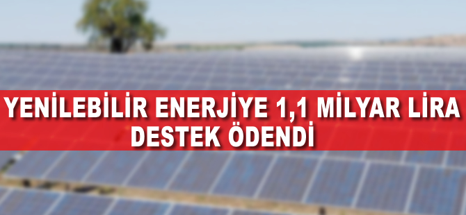 Yenilenebilir enerjiye ocakta 1,1 milyar lira destek ödendi