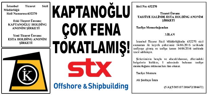 Kaptanoğlu Holding'in tasfiyesinin altından, STX Tersanesi'ne olan 6 milyon dolar borç çıktı