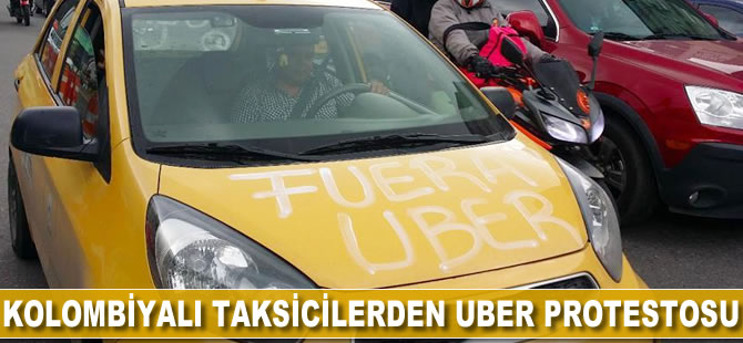 Kolombiyalı taksicilerden Uber protestosu