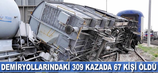 Demiryollarında 3 yılda meydana gelen 309 kazada 67 kişi öldü